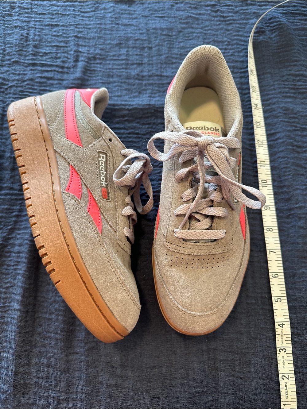 Reebok Women’s Suede Sneakers in Taupe and Pink